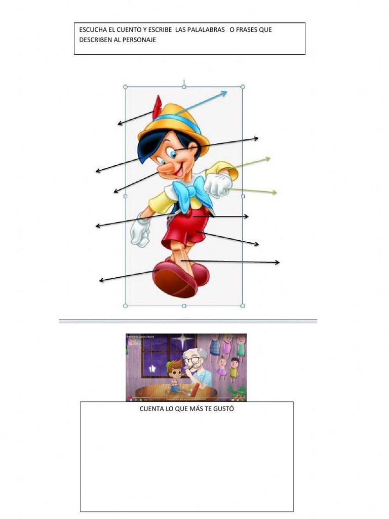 Hojas de trabajo de Pinocho para imprimir gratis