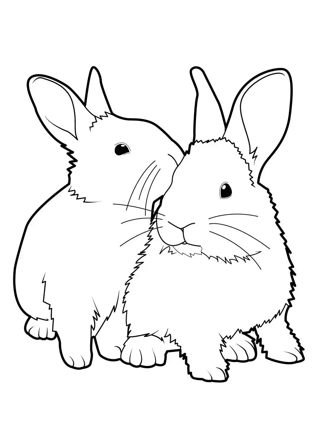 Dibujo para imprimir gratis de Los conejitos de Pascua adoran