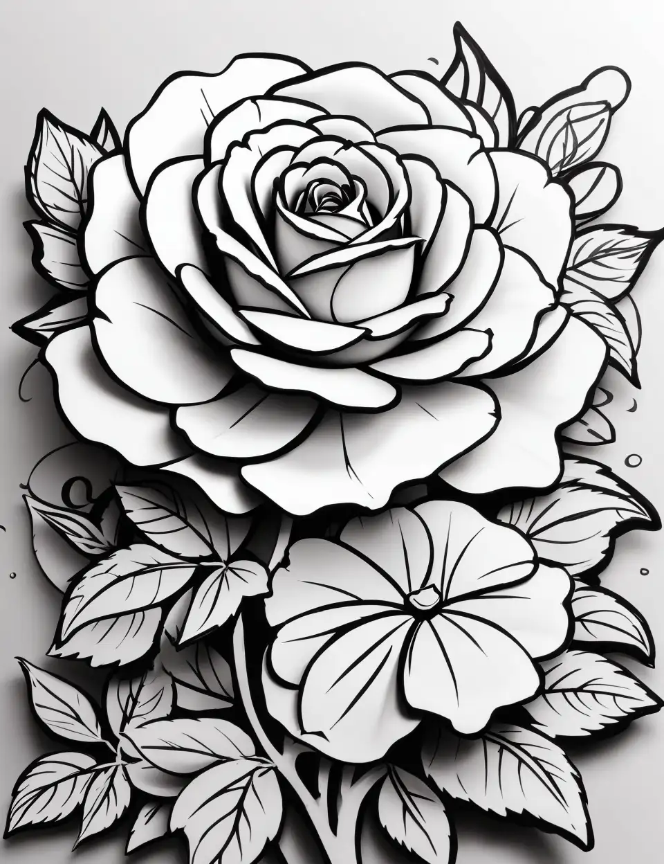 Dibujar una rosa para colorear