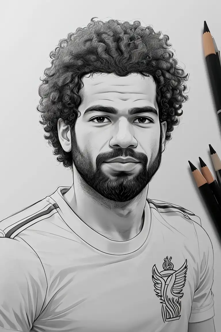 Dibujo para colorear de Mohamed Salah imprimir gratis