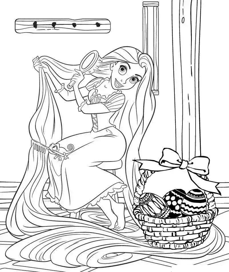 Dibujo para colorear de princesa del huevo de Pascua de Rapunzel