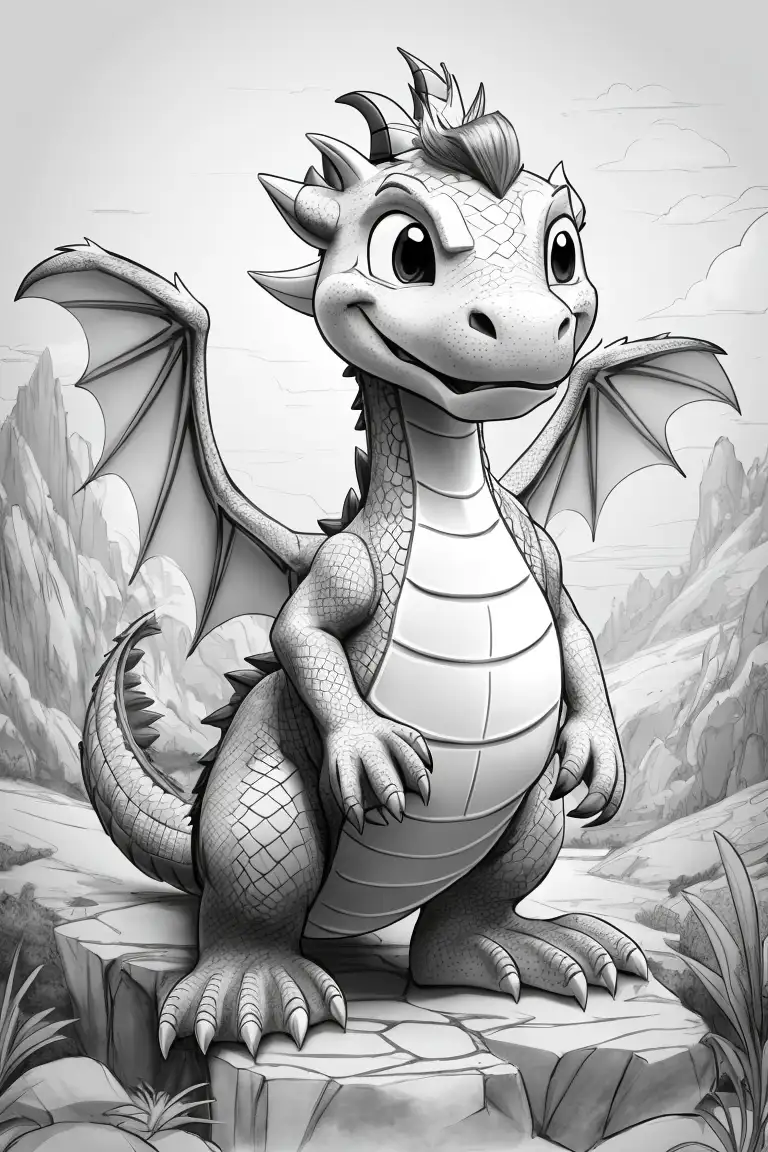 Dibujos animados cuentos de dragones para colorear