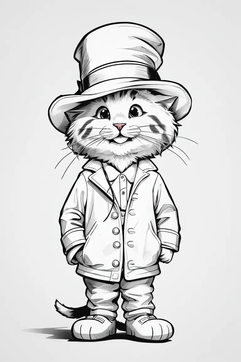 Dibujos de Gato con sombrero para colorear