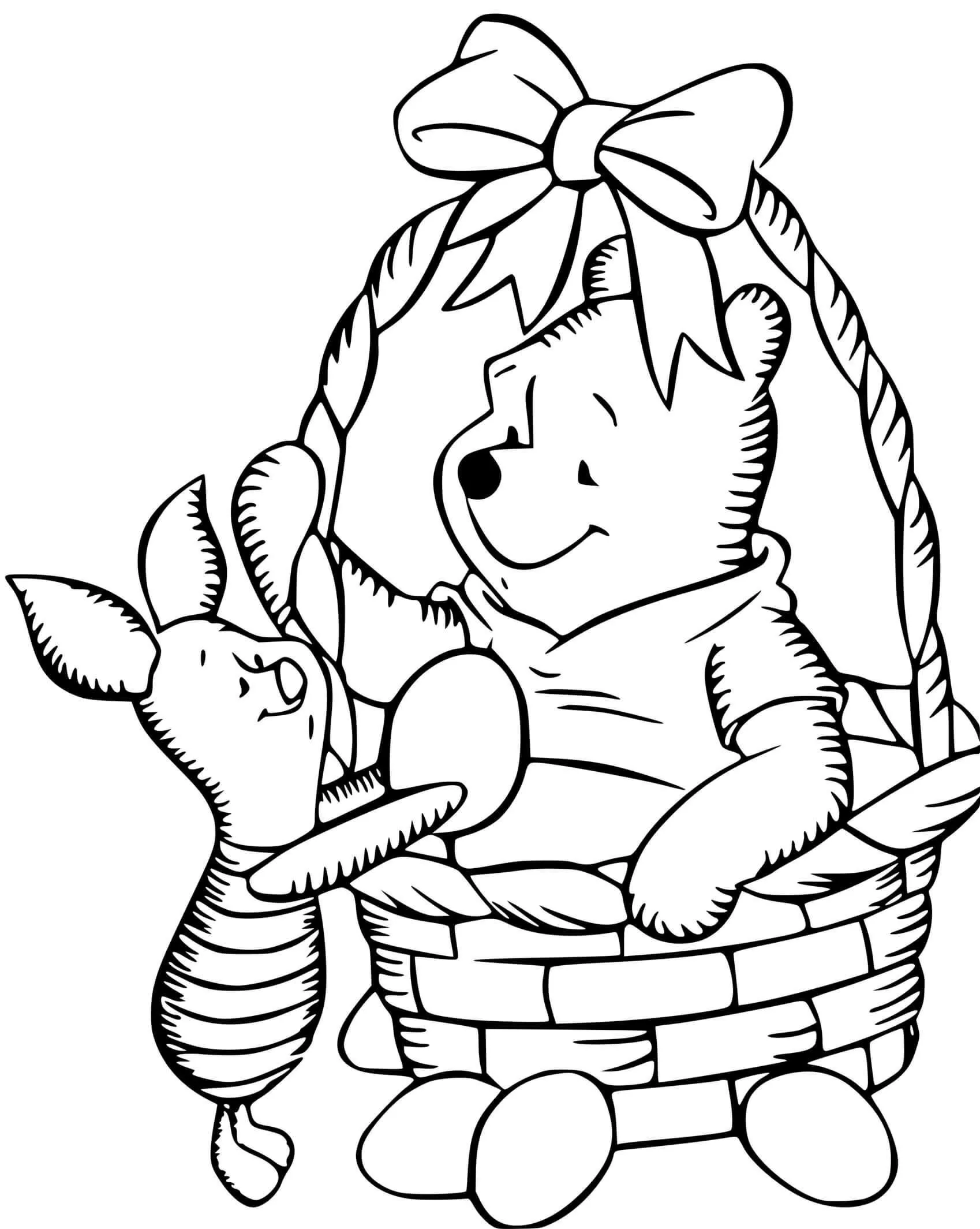 Hoja de trabajo de Pascua de Winnie y Piglet para imprimir gratis