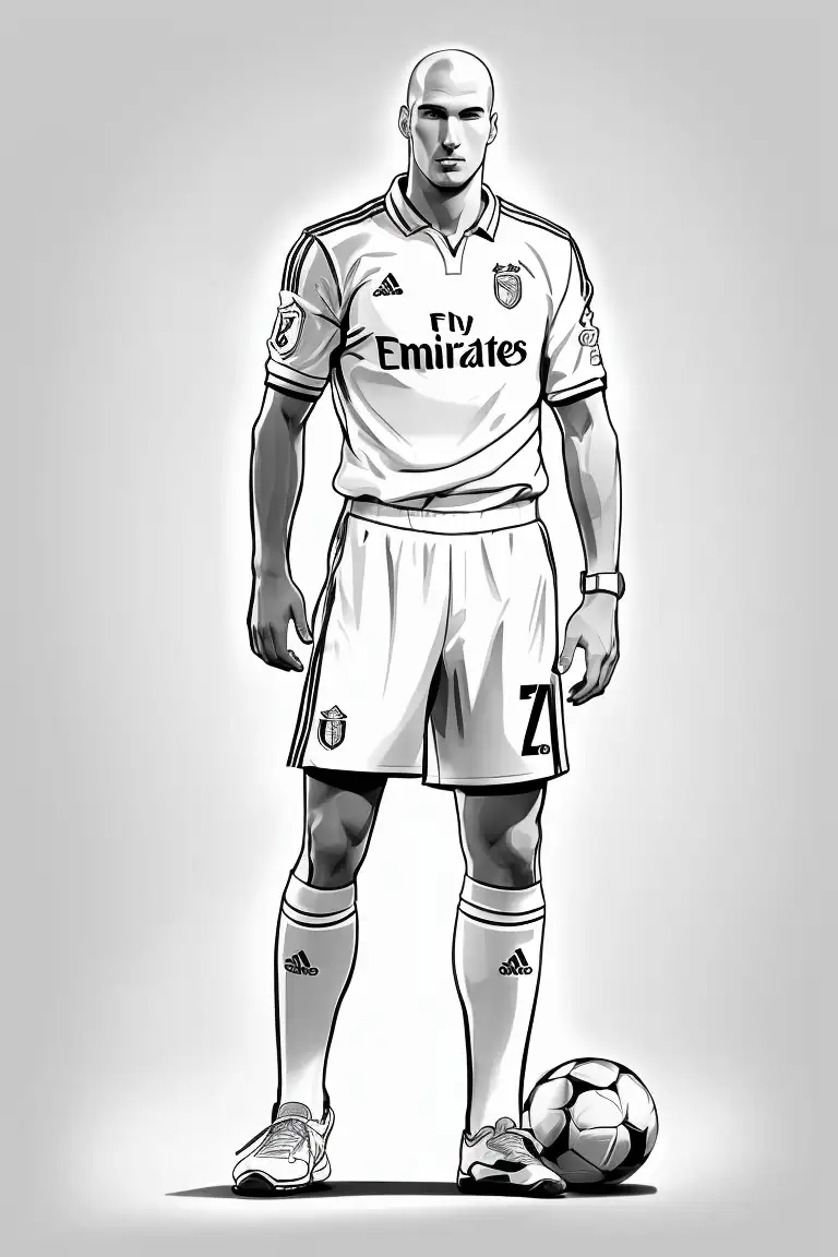Página para colorear de Zinédine Zidane para imprimir gratis
