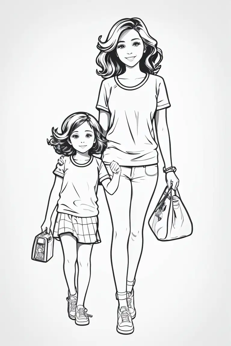 Dibujos de Mamá e Hija para colorear