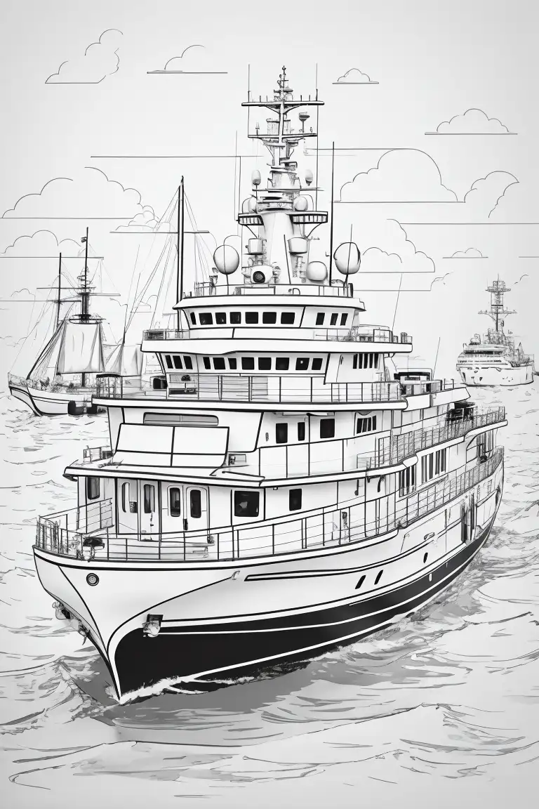 Dibujos de barcos y embarcaciones de transporte para colorear