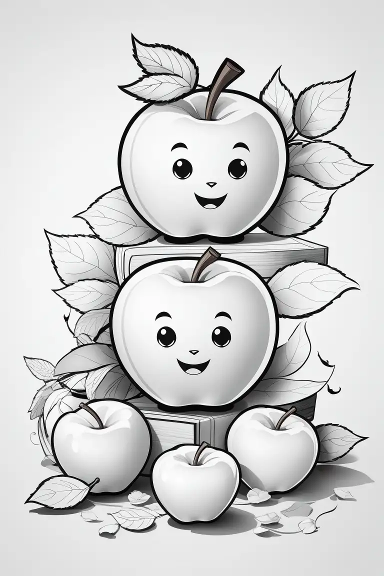 Dibujos de frutas y manzanas para colorear