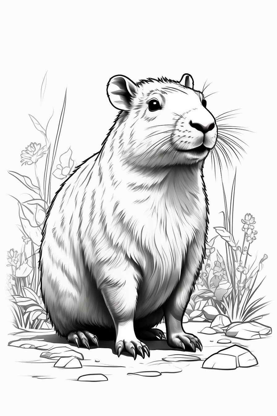 Dibujos de mamíferos capibara para colorear