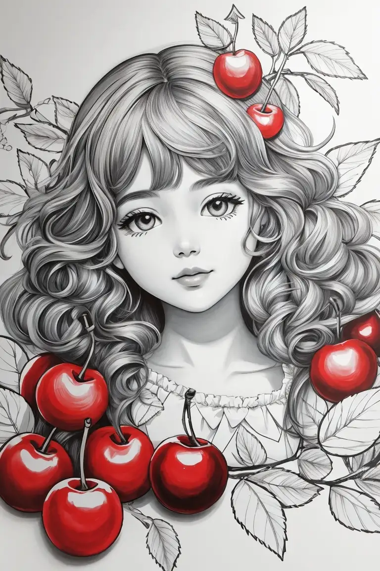 Dibujos para colorear de frutas y cerezas