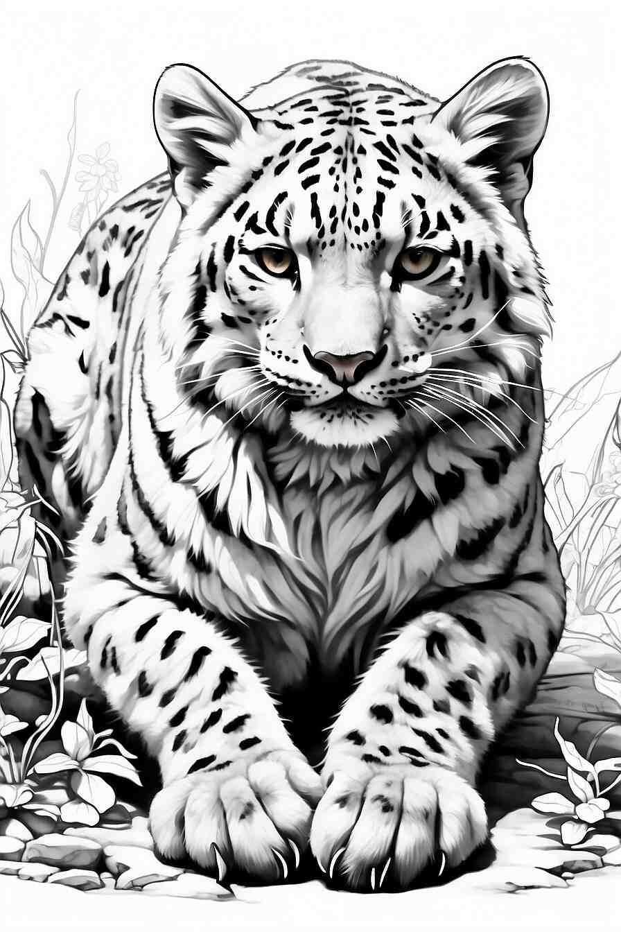 Dibujos para colorear mamíferos Leopardos de las Nieves