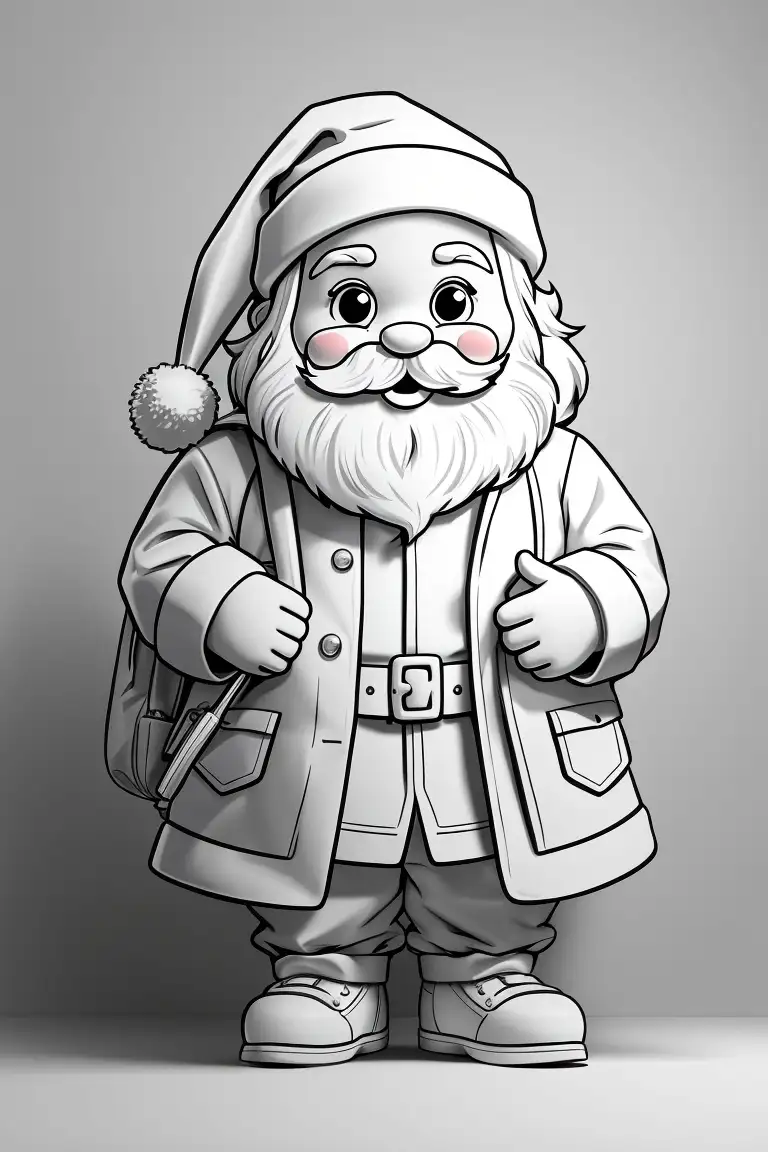 Papa Noel dibujo facil para colorear