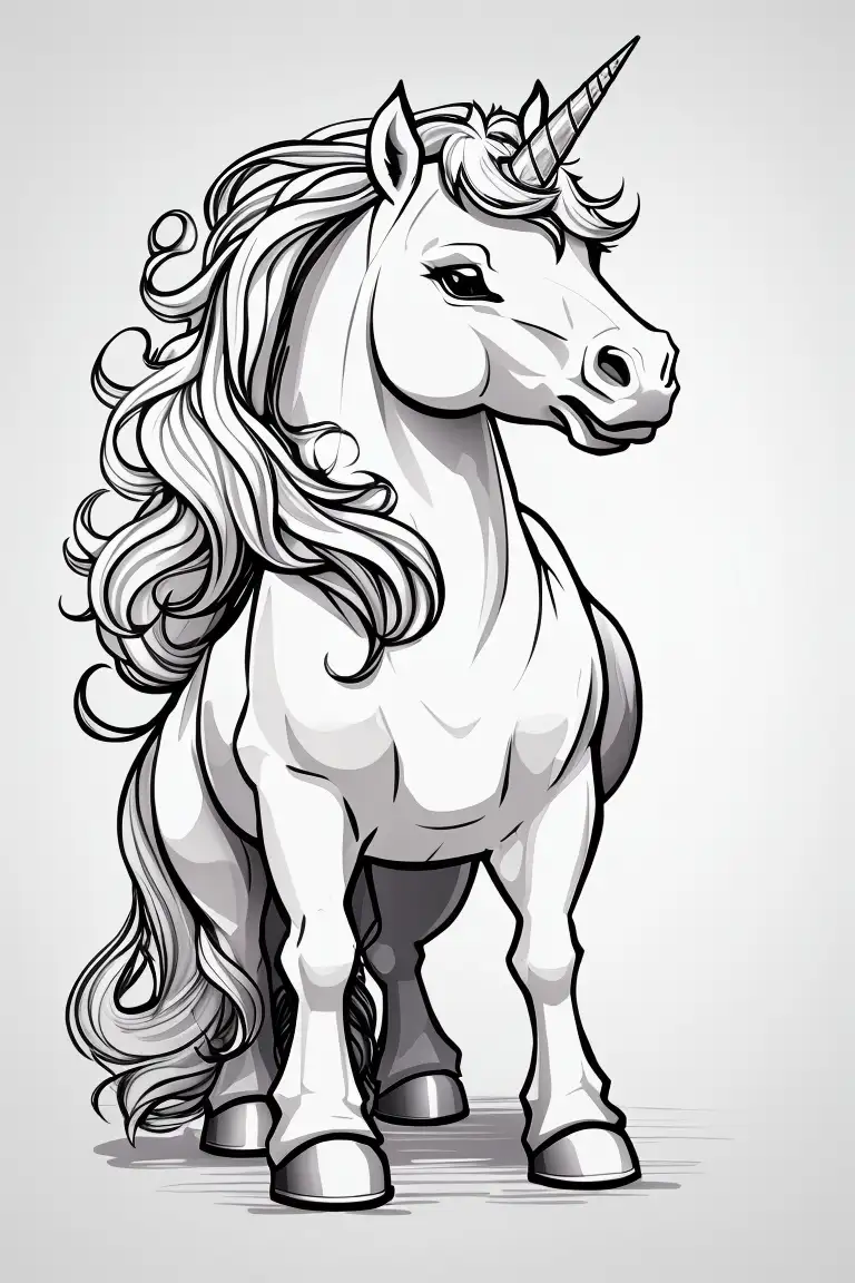 Unicornio facil de dibujar para colorear