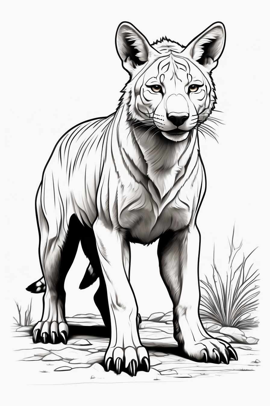 Dibujos para colorear de Tigre de Tasmania (4)