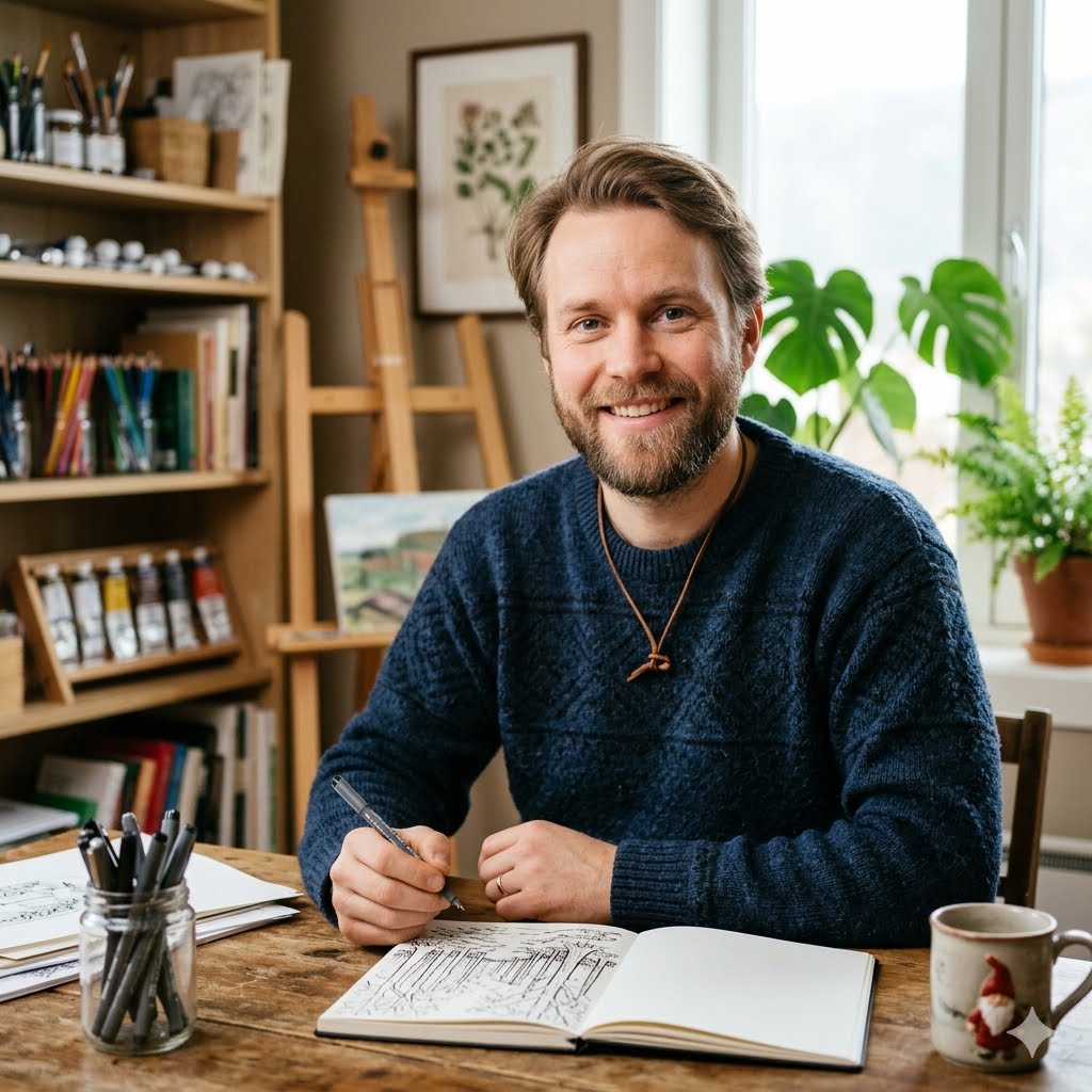 Magnus Henrik er en frilansillustratør fra Oslo, Norge, som vier fritiden sin til å designe gratis fargeleggingssider for barn. For ham er svarte linjer på hvitt papir ikke bare blanke bilder, men snarere en invitasjon til barn om å utforske sin ubegrensede fantasi.