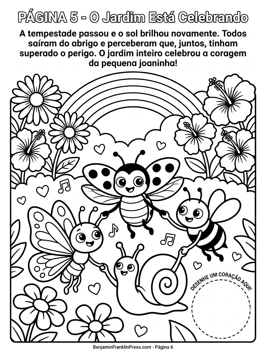 Comemorando com arco-íris e flores no jardim