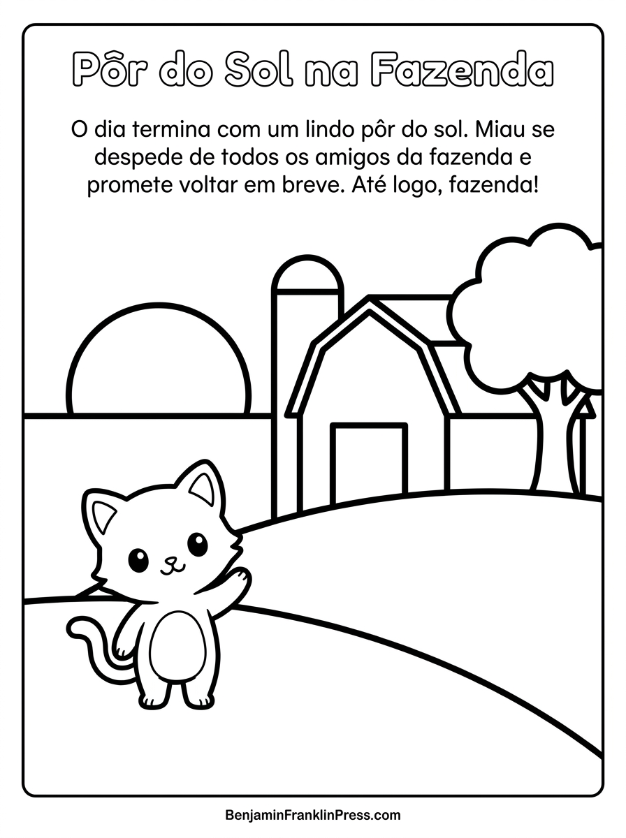 Acenando durante o pôr do sol na fazenda