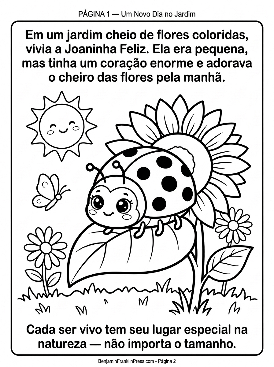 Joaninha desenho para colorir pousada em folha de girassol, jardim infantil