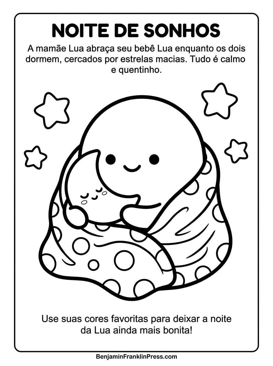 Ilustração de mostrando lua mãe abraçando lua bebê enrolada em manta
