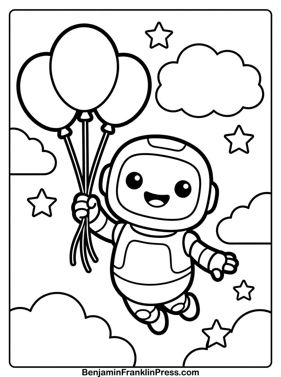 voando entre nuvens e estrelas, desenho infantil grátis